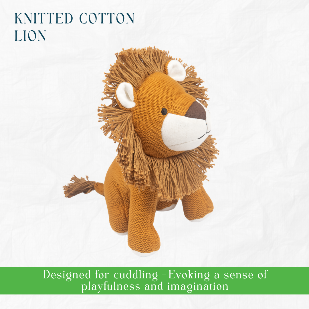 Nesta Toys Newborn Gift Set - Lion Plush Toy, Wooden Elephant & Car Teether | Grocsy
