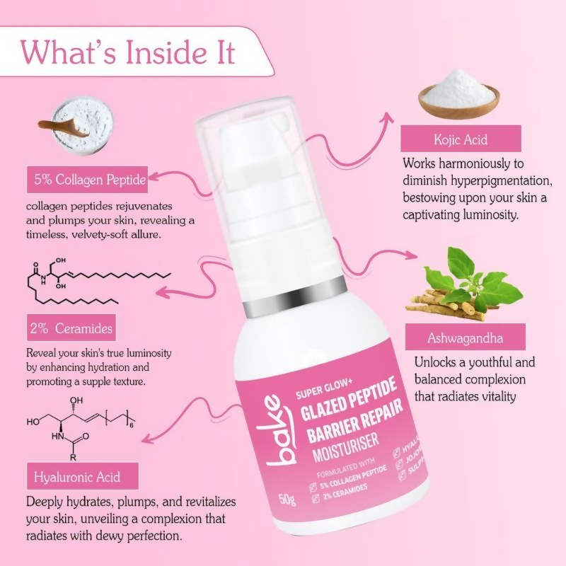 Bake Super Glow+ Glazed Peptide Barrier Repair Moisturizer | Grocsy