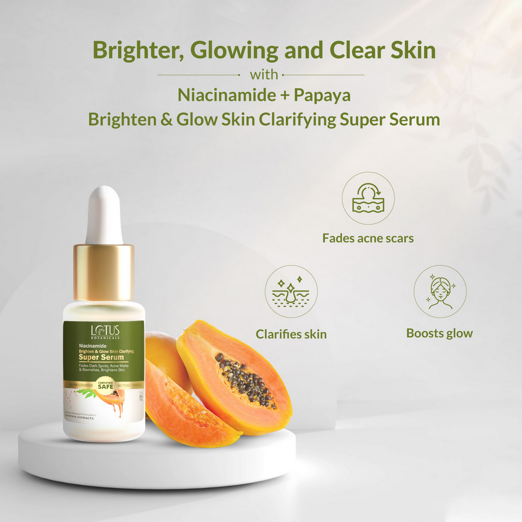 Lotus Botanicals Niacinamide & Papaya Brighten & Glow Skin Clarifying Super Serum | Grocsy