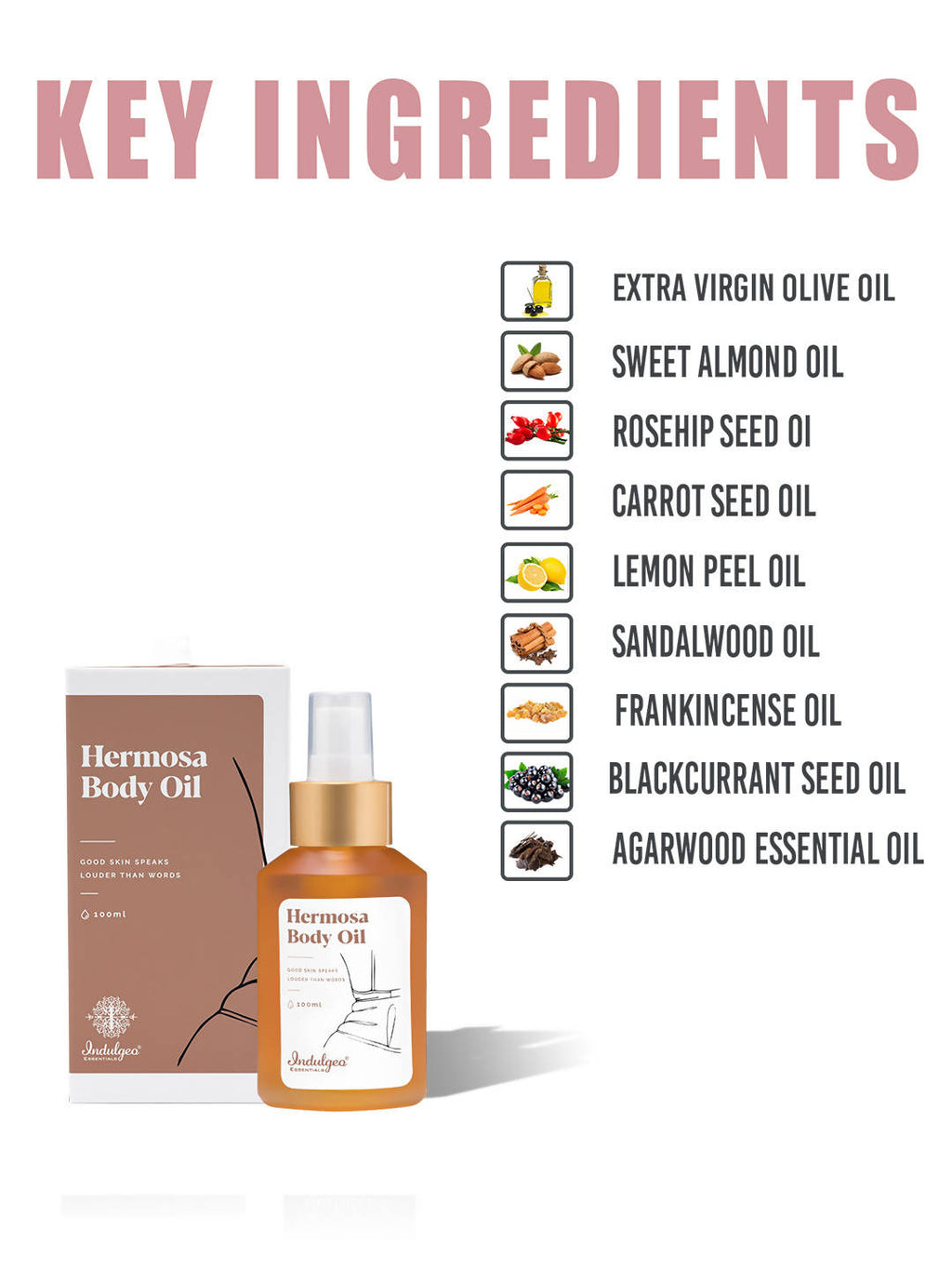 Indulgeo Essentials Hermosa Body Oil For Women | Grocsy