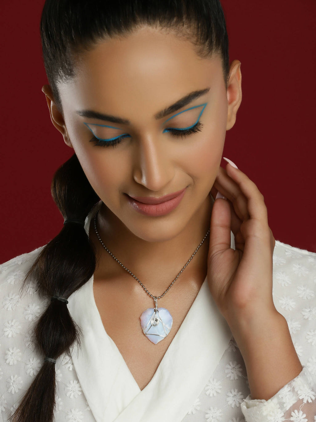 Women's Silver-Toned Blue Silver-Plated Handcrafted Chain - Ruby Raang | Grocsy