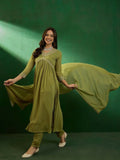 The52 Women's Beautiful Georgette Fabric Embroidery Work Straight Kurta Pant and Dupatta Set | Grocsy