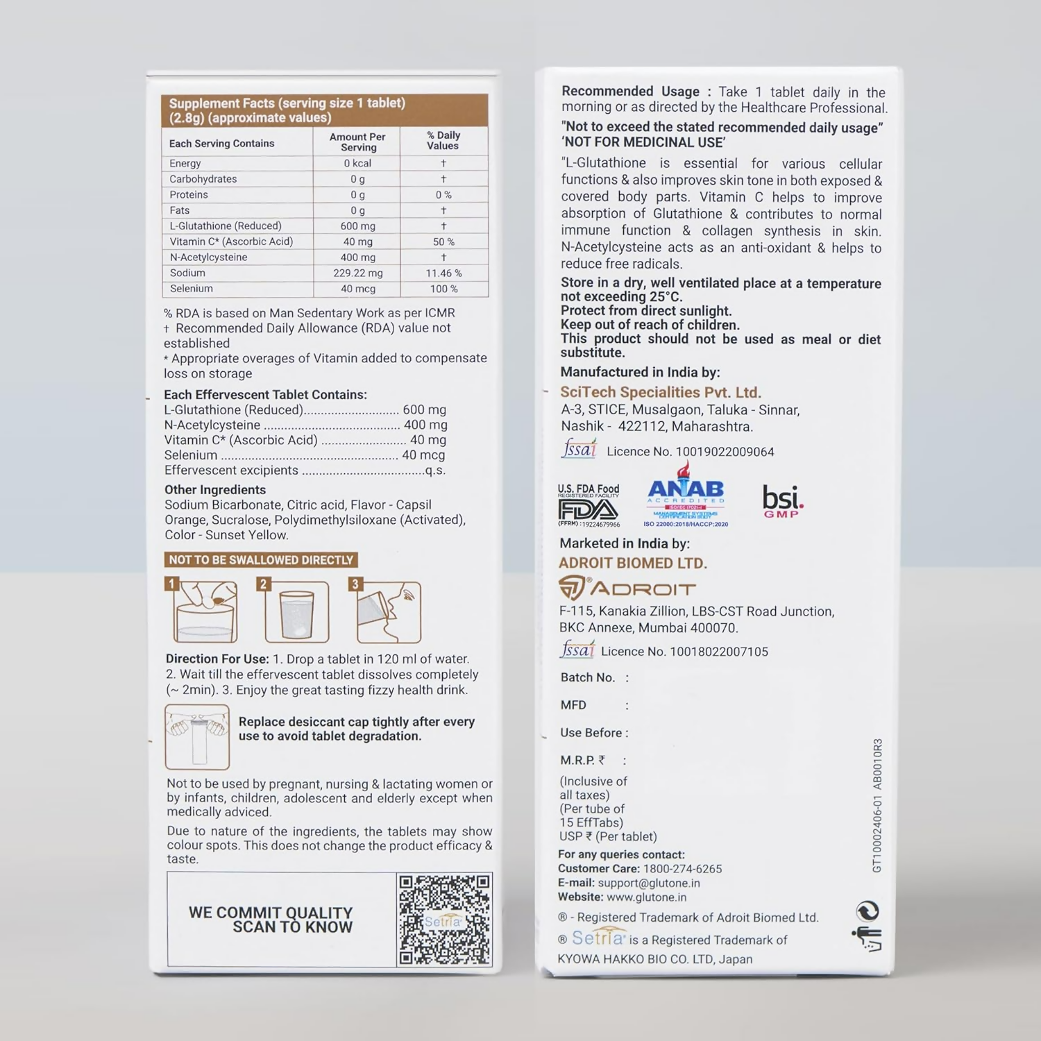 Glutone 1000 Setria L-Glutathione Effervescent Tablets | Grocsy