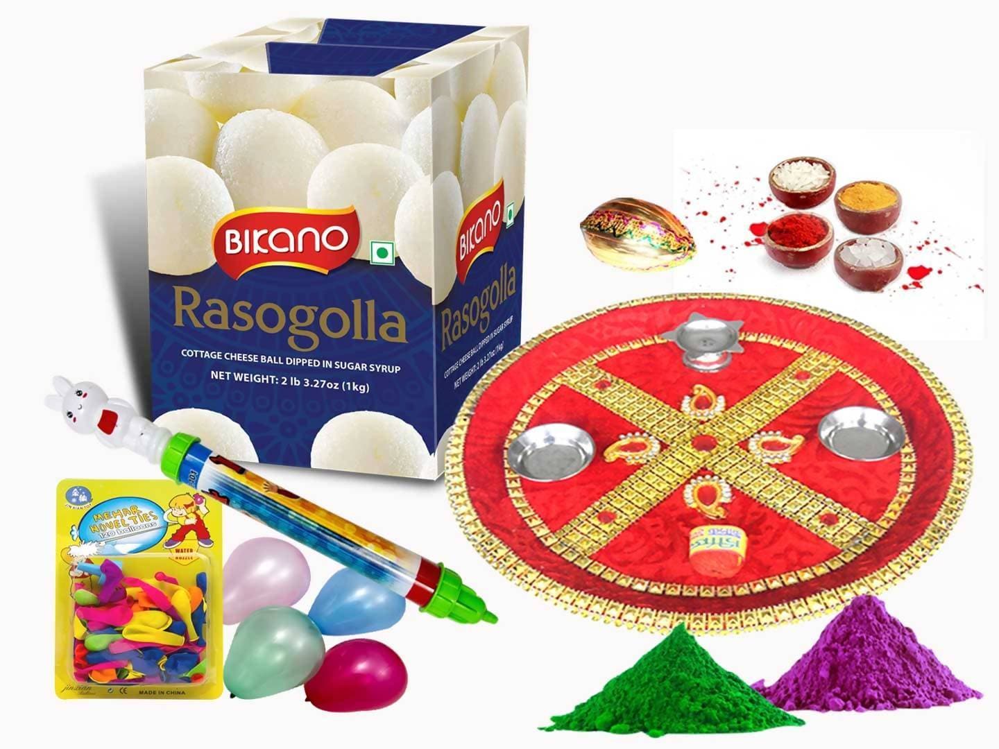Bikano Holi Puja Thali with Rasgulla | Grocsy