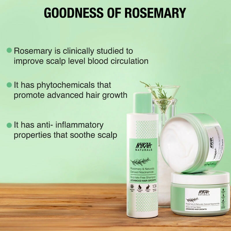 Nykaa Naturals Rosemary & Naturally Derived Niacinamide Shampoo + Mask Hair Growth | Grocsy