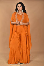 Morchari Women And Hand Embroidery Palazzo Set-Mustard | Grocsy
