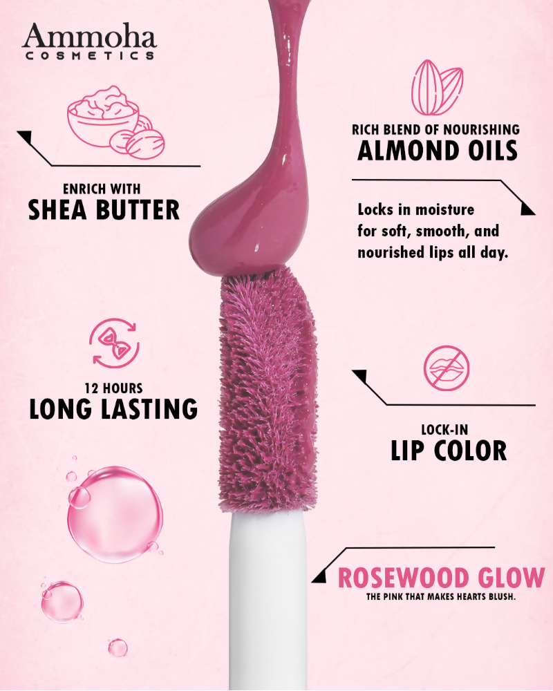 Ammoha Cosmetics Long-Lasting, Matte-Finished Rosewood Glow Color Liquid Lipstick | Grocsy