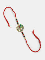 NVR Women & Men Set of 2 Multicolor Peacock Design Bhaiya Bhabhi Rakhi With Roli Chawal | Grocsy