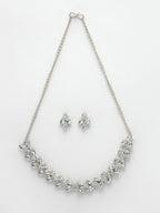 NVR Women Silver-Plated American Diamond Jewellery Set Necklace & Earrings | Grocsy