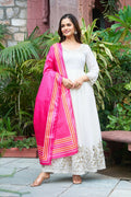 Joban Fashion White Georgette Embroidery Sequence Work Readymade Kurta Set | Grocsy