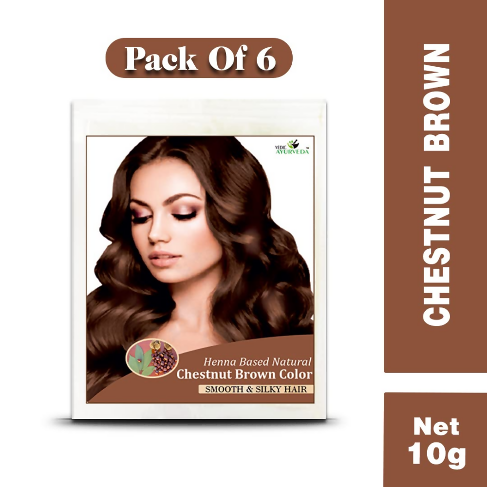 VedicAyurveda Henna Hair Color - Chestnut Brown | Grocsy