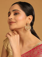 Nuyug 22K Gold Plated Kundan Chandbali Pearl Elegance Earrings | Grocsy