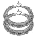 Mominos Fashion Trendy Oxidised Silver Plated Traditional Anklets | Grocsy