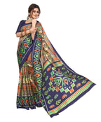Vamika Navy Blue Printed Art Silk Saree | Grocsy