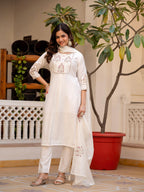 Pramukh Fab White Color Viscose Mango Silk Kurta Set | Grocsy