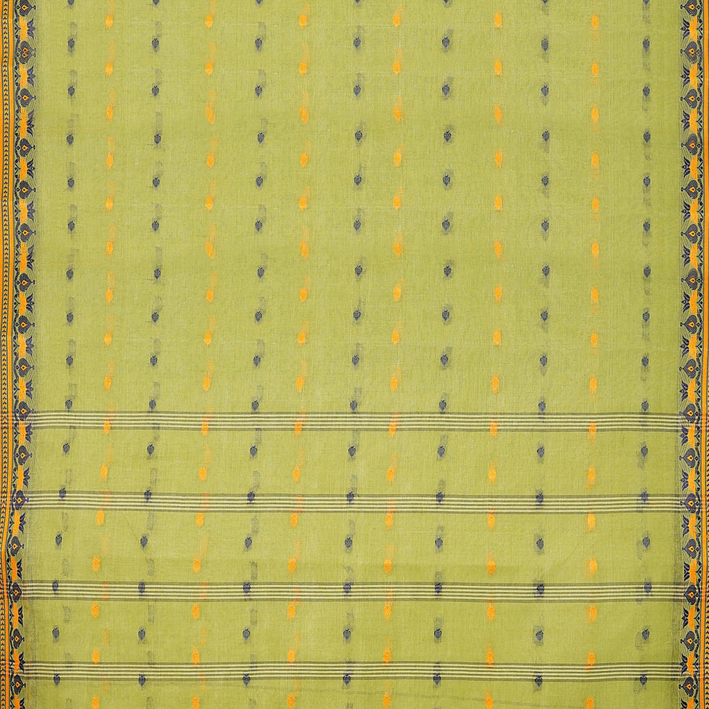 Exclusive Collection 100% Pure Cotton Light Green Tant Saree With Hand Weaving Work | Grocsy