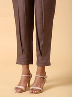 trueBrowns Cotton Linen Burnt Brown Pleated Co-Ord Set | Grocsy
