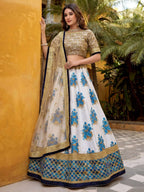 Tulsi Art Awesome Multi-Color Embroidered Silk Sangeet Wear Lehenga Choli | Grocsy