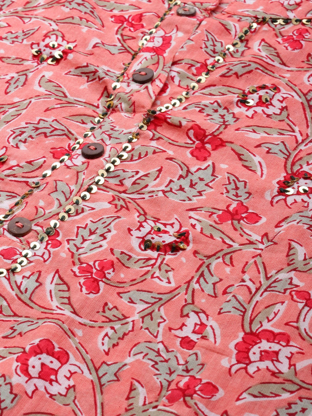 HERE&NOW Women Pink Floral Printed Pure Cotton Kurta with Trousers & With Dupatta | Grocsy