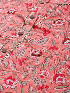HERE&NOW Women Pink Floral Printed Pure Cotton Kurta with Trousers & With Dupatta | Grocsy
