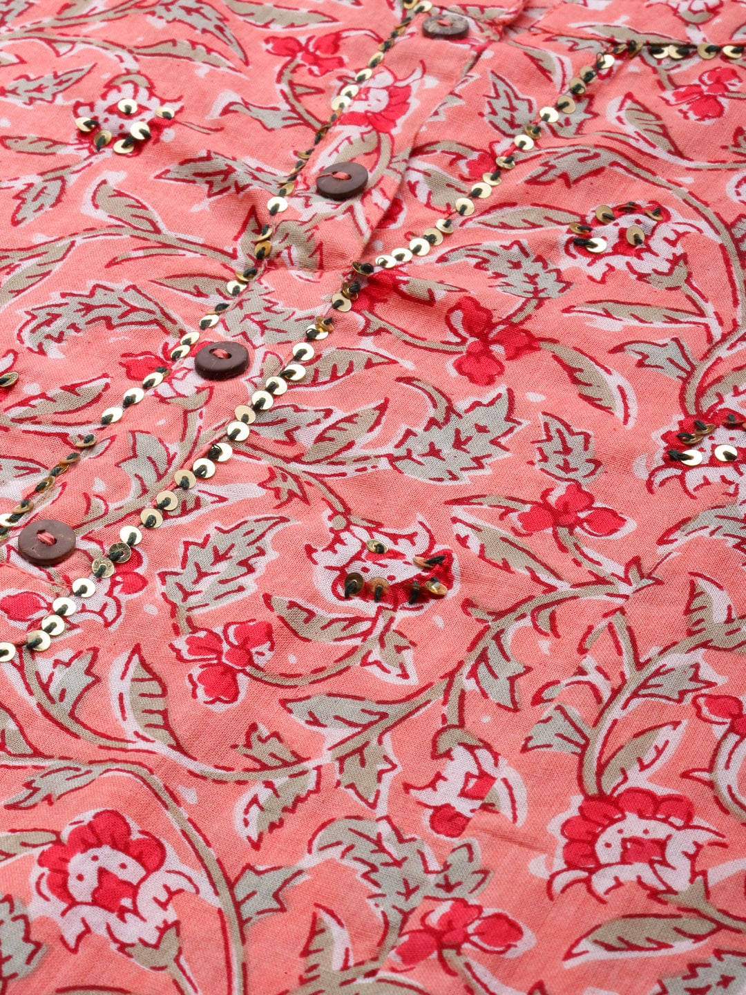 HERE&NOW Women Pink Floral Printed Pure Cotton Kurta with Trousers & With Dupatta | Grocsy