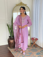 The52 Women's Gorgeous Rayon Embroidery work Straight Kurta with Pant and Dupatta Set | Grocsy