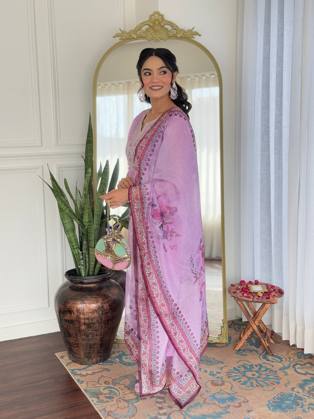 The52 Women's Gorgeous Rayon Embroidery work Straight Kurta with Pant and Dupatta Set | Grocsy
