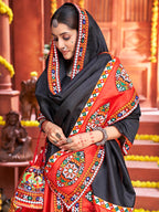 Myra Red Art Silk Gamthi Work Designer Lehenga | Grocsy