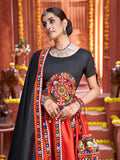 Myra Red Art Silk Gamthi Work Designer Lehenga | Grocsy