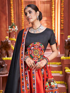 Myra Red Art Silk Gamthi Work Designer Lehenga | Grocsy