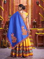 Myra Yellow Art Silk Gamthi Work Designer Lehenga | Grocsy