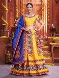 Myra Yellow Art Silk Gamthi Work Designer Lehenga | Grocsy