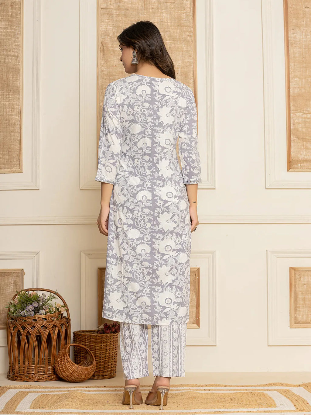Yufta White Thread_Work Rayon Straight Kurta And Trouser With Dupatta | Grocsy