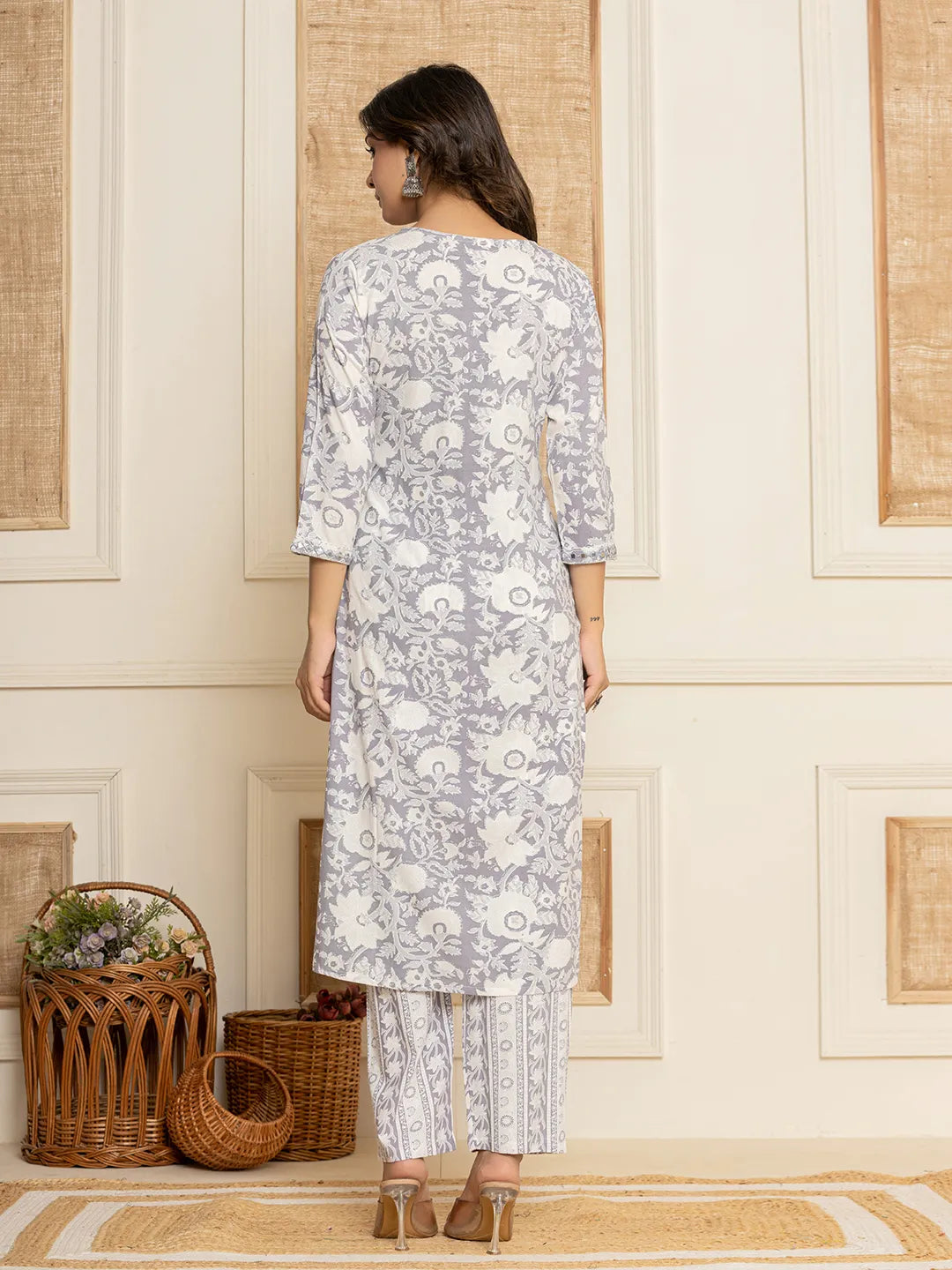 Yufta White Thread_Work Rayon Straight Kurta And Trouser With Dupatta | Grocsy