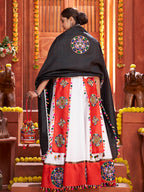 Myra White Art Silk Gamthi Work Designer Lehenga | Grocsy