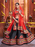 Myra Black Art Silk Gamthi Work Designer Lehenga | Grocsy