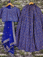 Tulsi Art Blue Zari Embroidered Silk Bridal Lehenga Choli | Grocsy
