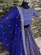 Tulsi Art Blue Zari Embroidered Silk Bridal Lehenga Choli | Grocsy