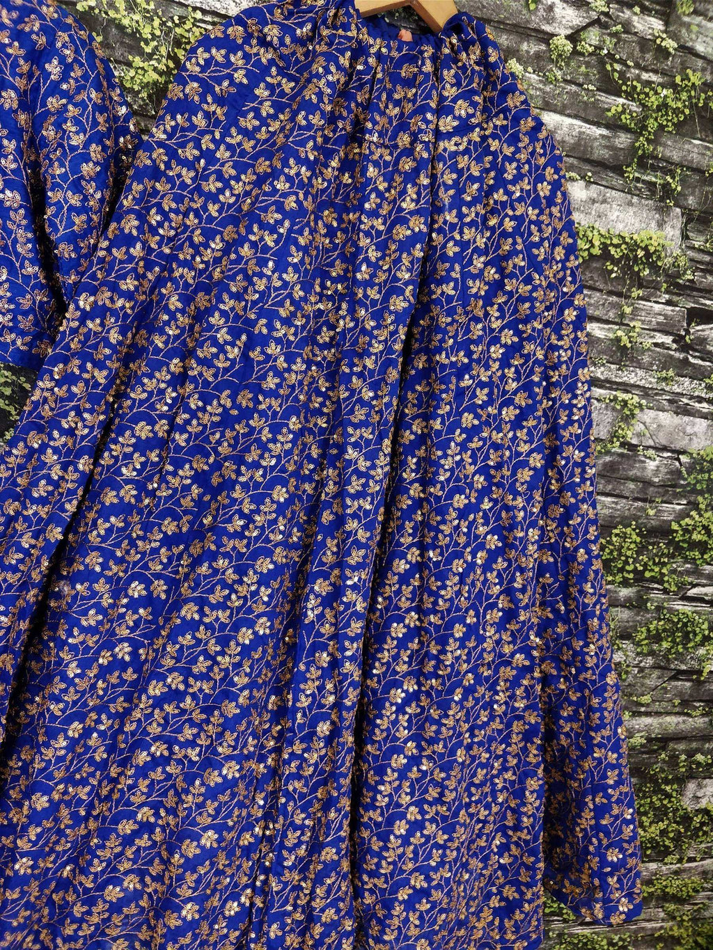 Tulsi Art Blue Zari Embroidered Silk Bridal Lehenga Choli | Grocsy