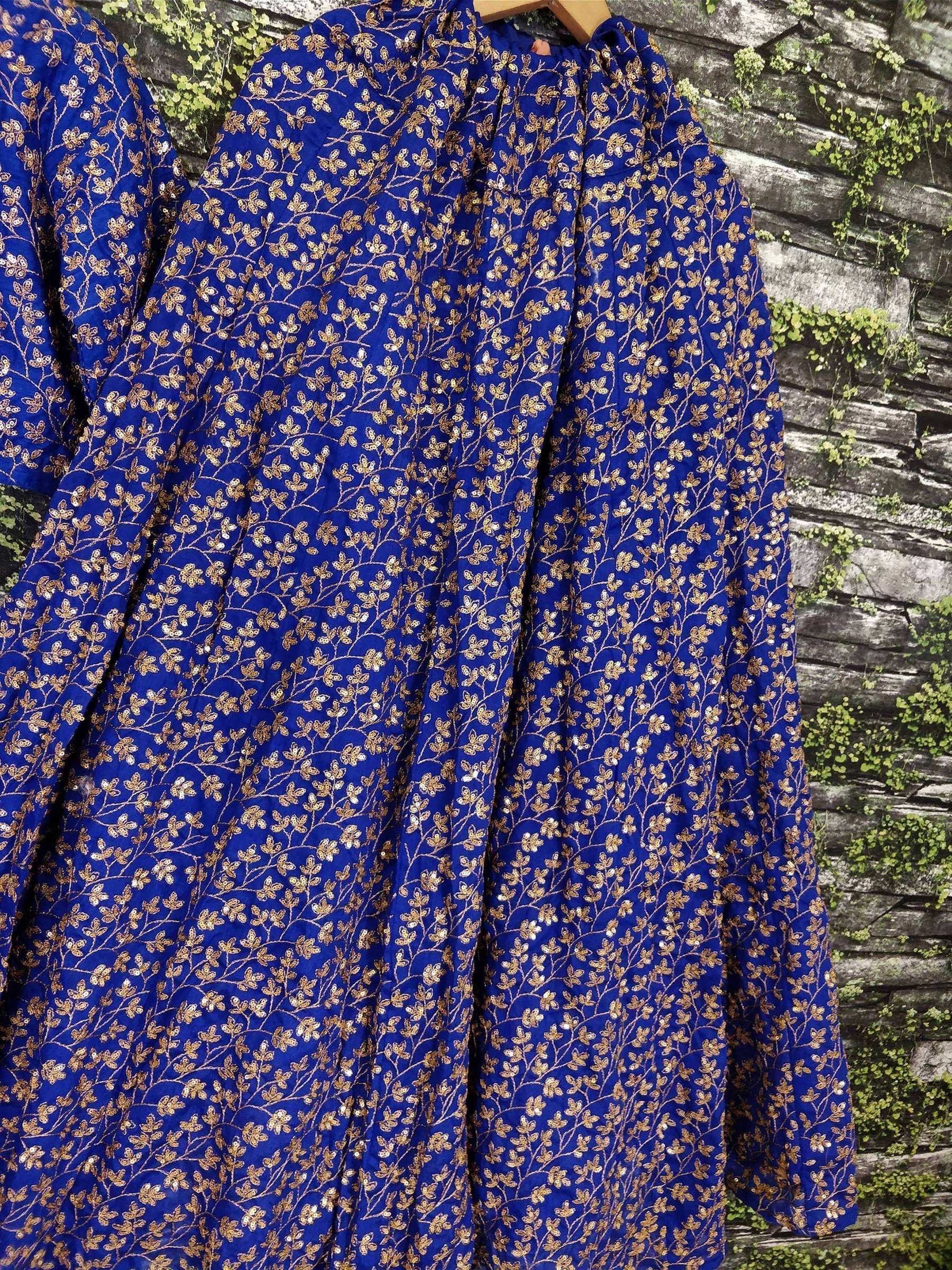 Tulsi Art Blue Zari Embroidered Silk Bridal Lehenga Choli | Grocsy
