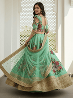 Tulsi Art Amazing Green Floral Printed Silk Traditional Lehenga Choli With Dupatta | Grocsy