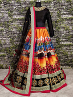 Tulsi Art Multi-Color Digital Printed Silk Wedding Lehenga Choli | Grocsy