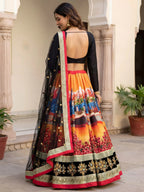 Tulsi Art Attractive Multicolor Floral Printed Silk Sangeet Wear Lehenga With Blouse | Grocsy
