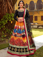 Tulsi Art Glowing Multicolor Embroidered Silk Festive Wear Lehenga Choli | Grocsy