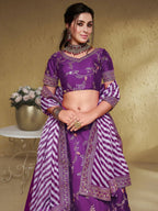 Tulsi Art Enchanting Purple Embroidered Silk Wedding Lehenga Choli With Dupatta | Grocsy