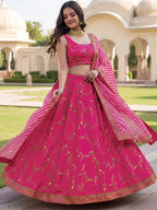 Tulsi Art Fantastic Pink Embroidered Silk Function Wear Lehenga Choli | Grocsy