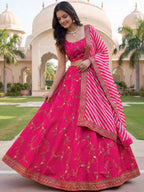 Tulsi Art Fantastic Pink Embroidered Silk Function Wear Lehenga Choli | Grocsy
