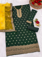 Anaita Green Embroidered Viscose Patiala Salwar Suit | Grocsy
