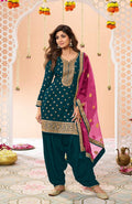 Anaita Navy Blue Embroidered Viscose Patiala Salwar Suit | Grocsy