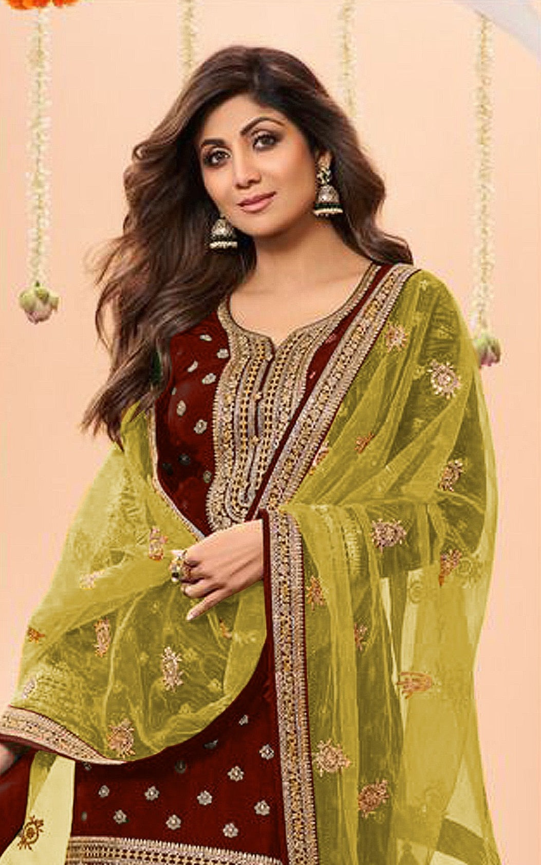 Anaita Maroon Embroidered Viscose Patiala Salwar Suit | Grocsy